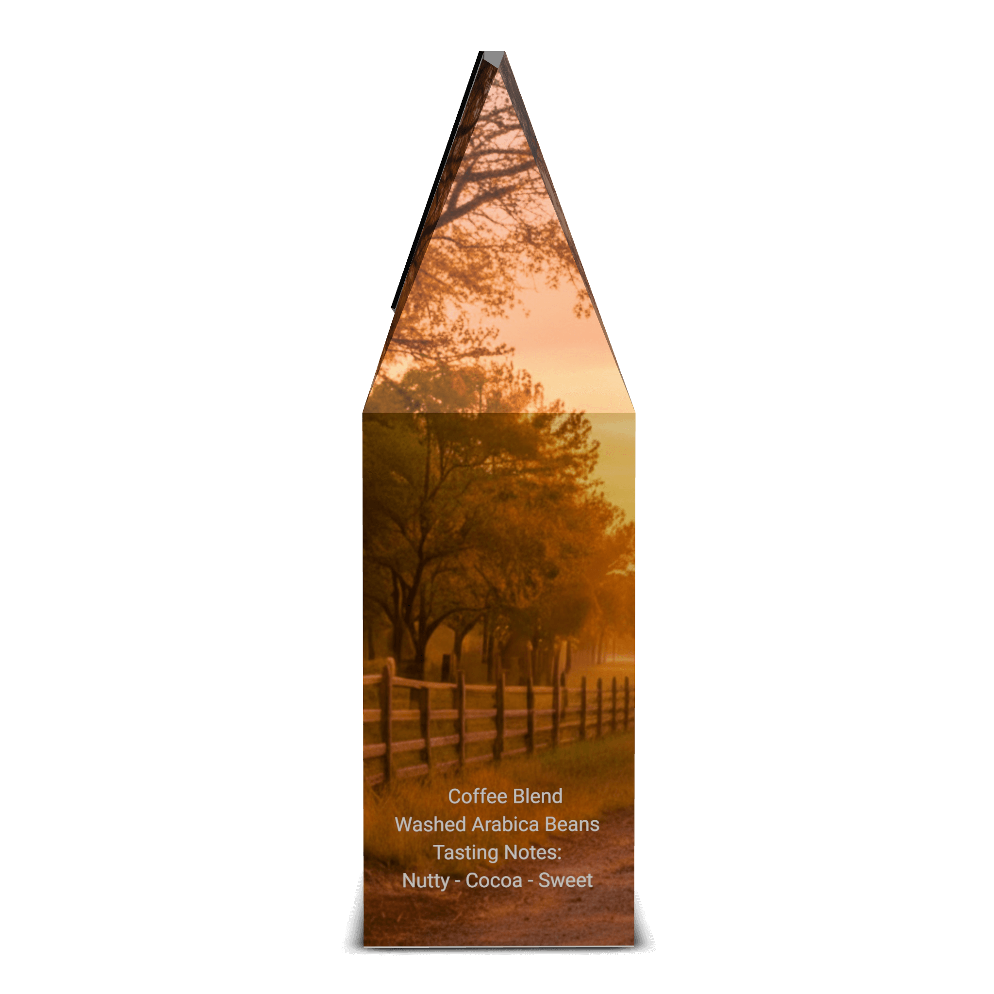 Brazil Single Origin Coffee package with a scenic design of a road and trees, featuring 'Just Dang Good Coffee' and Rocking S Ranch branding.