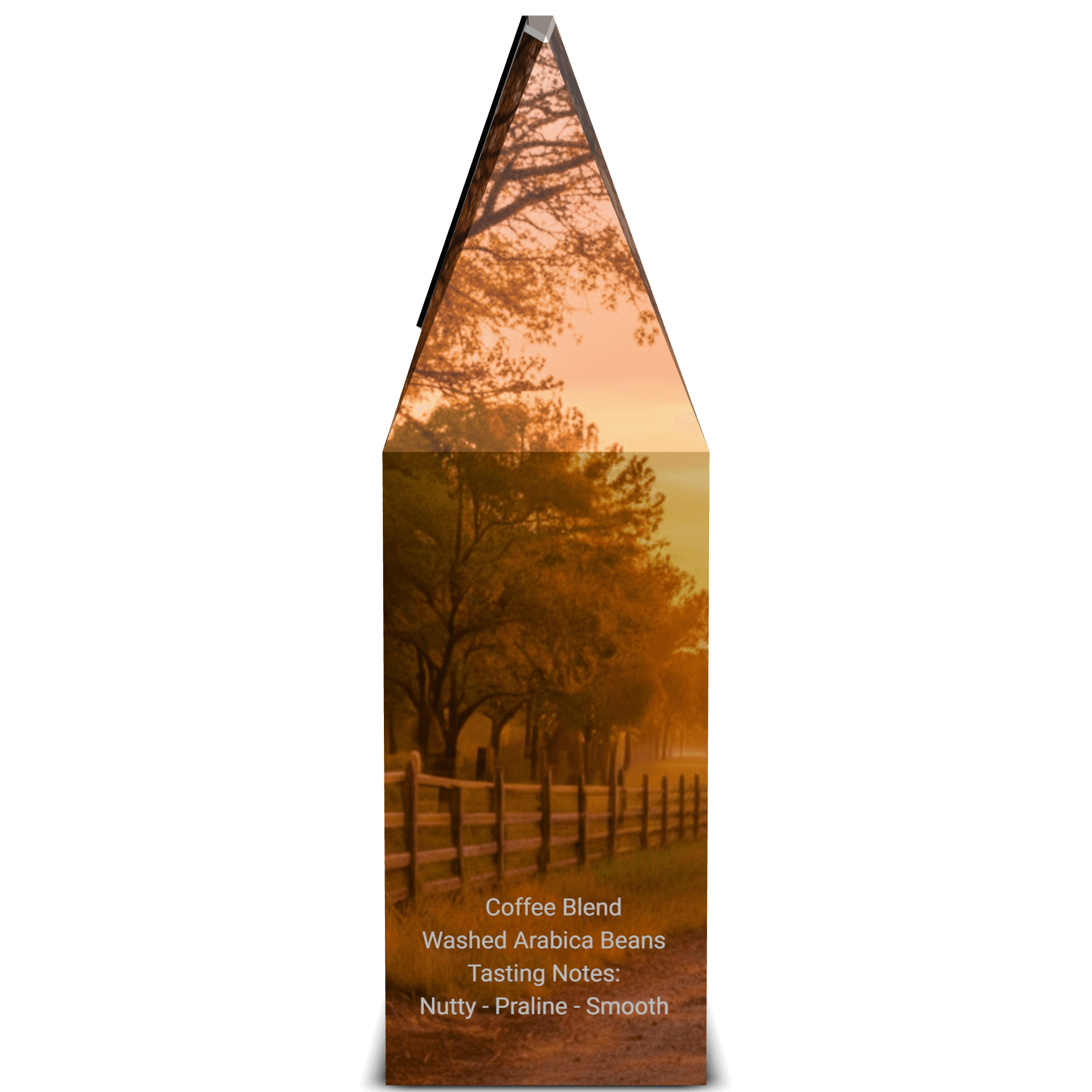 San Antonio Medium Roast product packaging with a scenic Ranch image of trees and a fence at sunset.